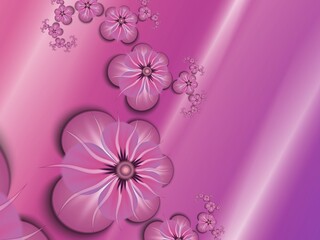 Purple fractal illustration  background with flower. Creative element for design. Fractal flower rendered by math algorithm. Digital artwork for creative graphic design.