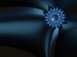 Blue fractal illustration background with flower. Creative element for design.Original digital artwork with place for text...Creative work.