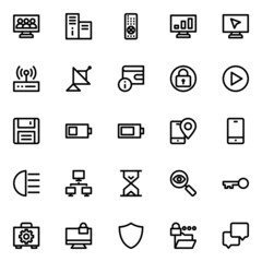 Outline icons for network technology.