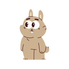 Cute bunny vector cartoon character isolated on a white background.