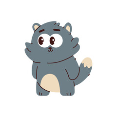 Cute kitty vector cartoon character isolated on a white background.