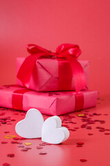 Glazed heart shaped cookies for Valentine's day - delicious homemade natural organic pastry, baking with love for Valentine's day, love concept