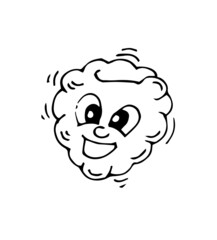 Raspberry laughs. Funny Face. Cheerful drawing of fruit. Hand drawing outline. Sketch Isolated on white background. Vector