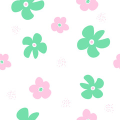 Garden flower, plant, botanical, seamless vector design for fashion, fabric, wallpaper and all prints on mint green background color. Cute pattern in a small flower. Small colorful flowers. Vector ill