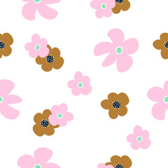 Garden flower, plant, botanical, seamless vector design for fashion, fabric, wallpaper and all prints on mint green background color. Cute pattern in a small flower. Small colorful flowers. Vector ill