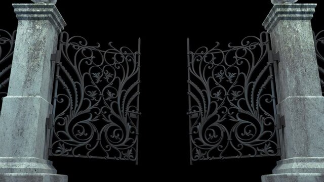 Columns with wrought iron gates