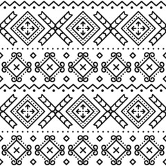 Slovak tribal style folk art vector seamless geometric pattern, ethnic ornament inspired by traditional painted houses from village Cicmany in Zilina region, Slovakia
