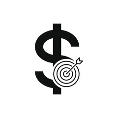 Dollar money target icon concept isolated on white background. Vector illustration