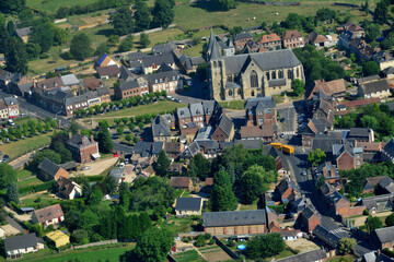 Fototapeta na wymiar Ecouis, France - july 7 2017 : aerial picture of the village