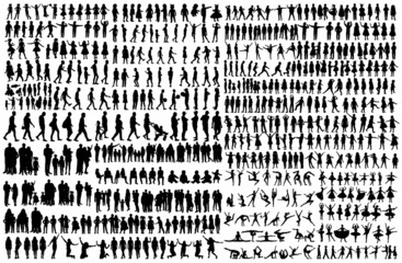 people silhouette, set, isolated, vector