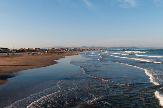 Malvarrosa urban beach in the city of Valencia - Spain.