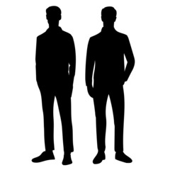 men black silhouette, set, isolated, vector