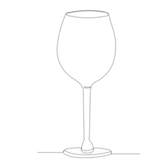 wine glass one continuous line drawing, isolated, vector