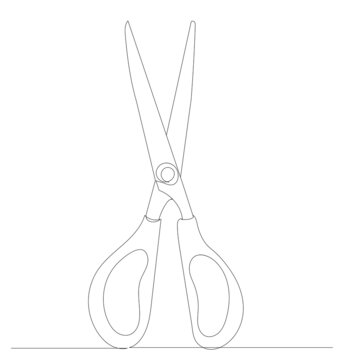 recommend clip art: scissors drawing by one continuous line, isolated, vector
