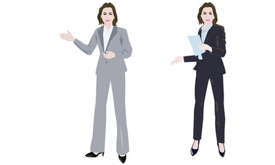 DSC_0100,22  business women inviting gesture, flat portrait gesture vector 