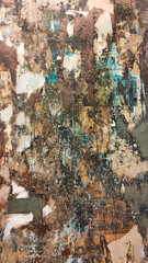 Wall texture with colored abstraction and torn paper wallpaper