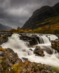 The power of a Scottish waterfall in a rain storm