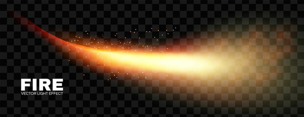Fire. Transparent light effect with flying sparkls. Light moition. © feaspb