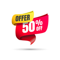 Offer 50% Off Shopping Vector Label