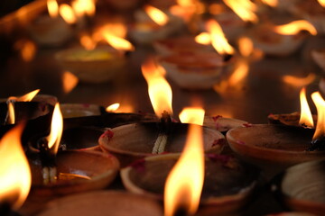 burning candles in the church