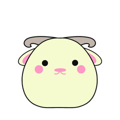 Goat. Hand drawn flat cartoon vector illustration isolated on white background.	