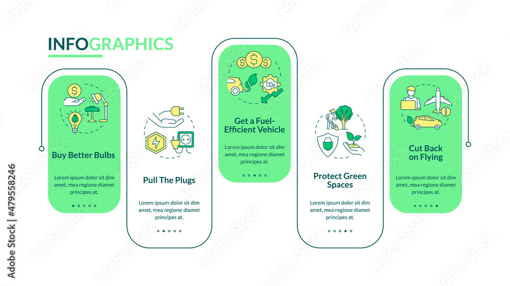 Aufkleber stop climate changes rectangle infographic template. air contamination. data visualization with 5 st