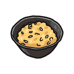 茶碗に入った玄米ご飯のイラスト。