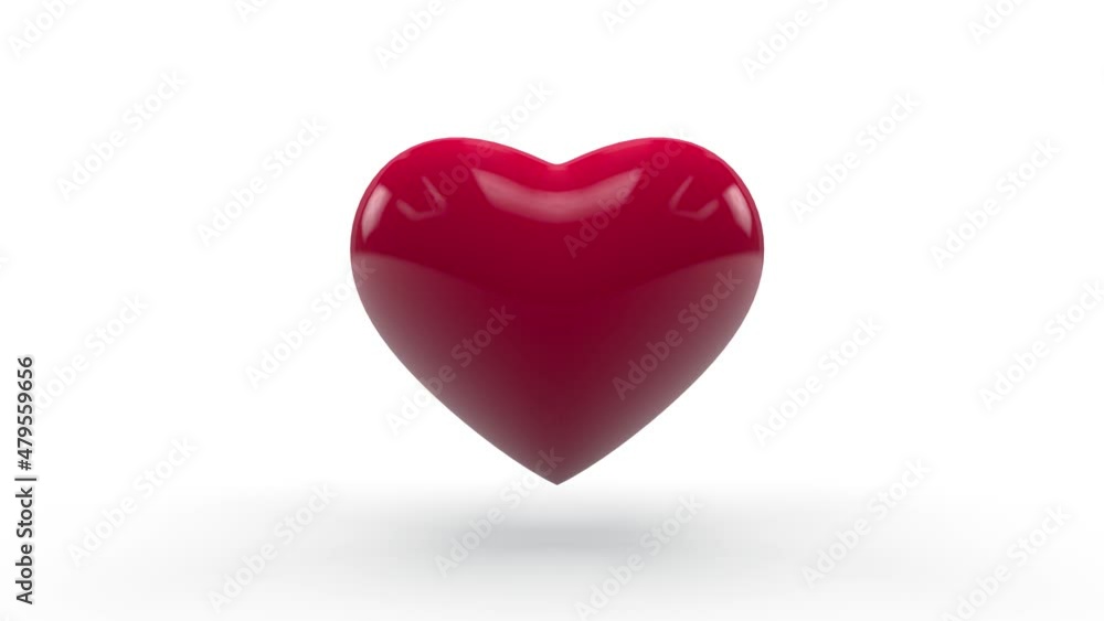 Poster loop 3d animation of a red heart that pulsates and changes shape. animation for valentine's day.