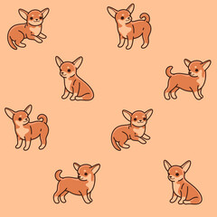 Cartoon happy chihuahua - simple trendy pattern with dog. Flat vector illustration for prints, clothing, packaging and postcards. 