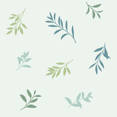 Branch of different plant. Trendy simple pattern with twig. Vector illustration. - obrazy, fototapety, plakaty