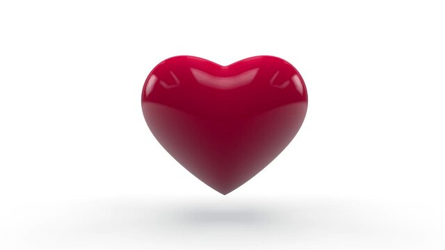 Loop 3d animation of a red heart that pulsates and changes shape. Animation for Valentine's Day.