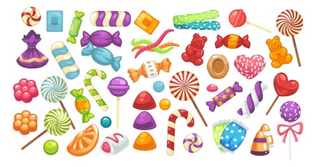 Sweets and candies, lollipops and bonbons variety