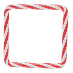 Fototapeta premium Square frame made from candy cane lollipop. isolated on white background. 3d render