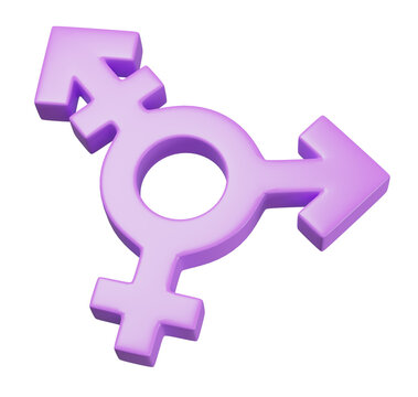 Transgender gender symbol. isolated on white background. 3d render