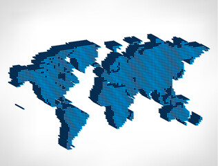World Map 3D. Dotted World Map. Isometric Icon
