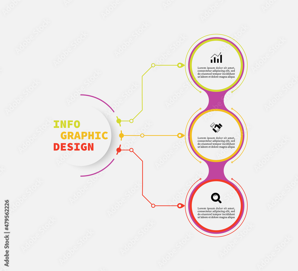 Poster circle vector design template icon for 3 point banner, number graphics bubbles. business infographic