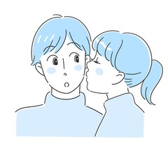 ほっぺにキスをする男女のカップル