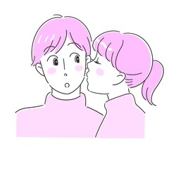 ほっぺにキスをする男女のカップル