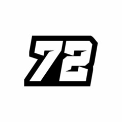 Racing number 72 logo design