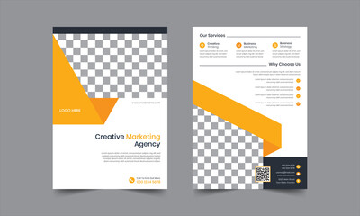 2 sided business flyer  template design. A4 flyer template Vector illustration. For marketing, business proposal, promotion, advertise, publication, cover page
