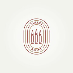 bullet ammo simple line art badge emblem logo template vector illustration design