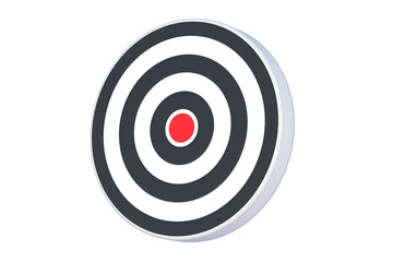 Bullseye, dartboard isolated on white background. Striped bull's eye board. 3d render