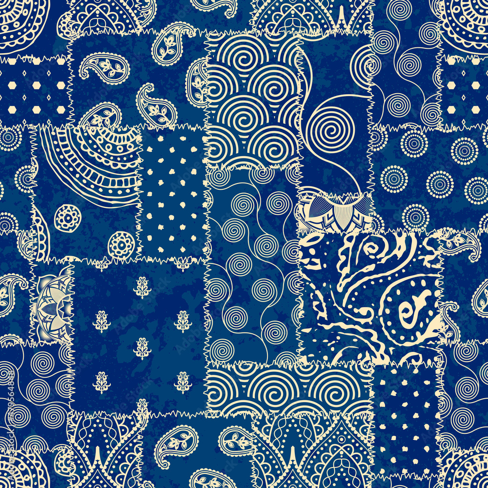 Poster Patchwork textile pattern. Seamless quilting design background.