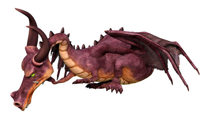 3D Rendering Fairy Tale Dragon on White