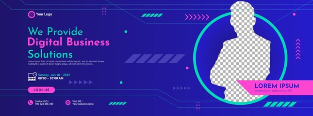 Business conference banner template design for webinar, marketing, online class program, etc