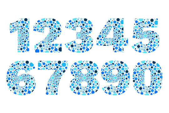 Numbers 1 2 3 4 5 6 7 8 9 0. Circle symbols for decoration, design. Isolated bubbles vector icons set