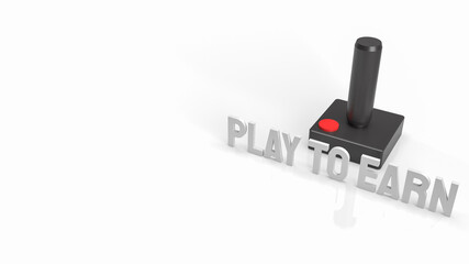 The joystick and play to earn text for game nft or technology  concept 3d rendering.