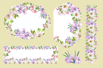  card with spring flowers.watercolor