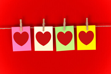 Valentine's Day concept. heart shapes on red background.
