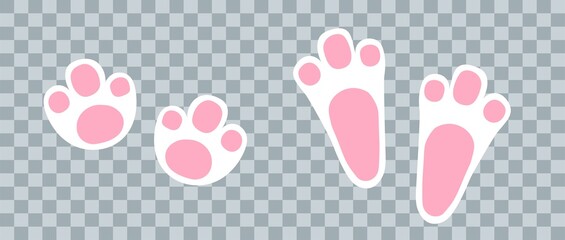 Easter bunny footprint in white color.  Vector rabbit step